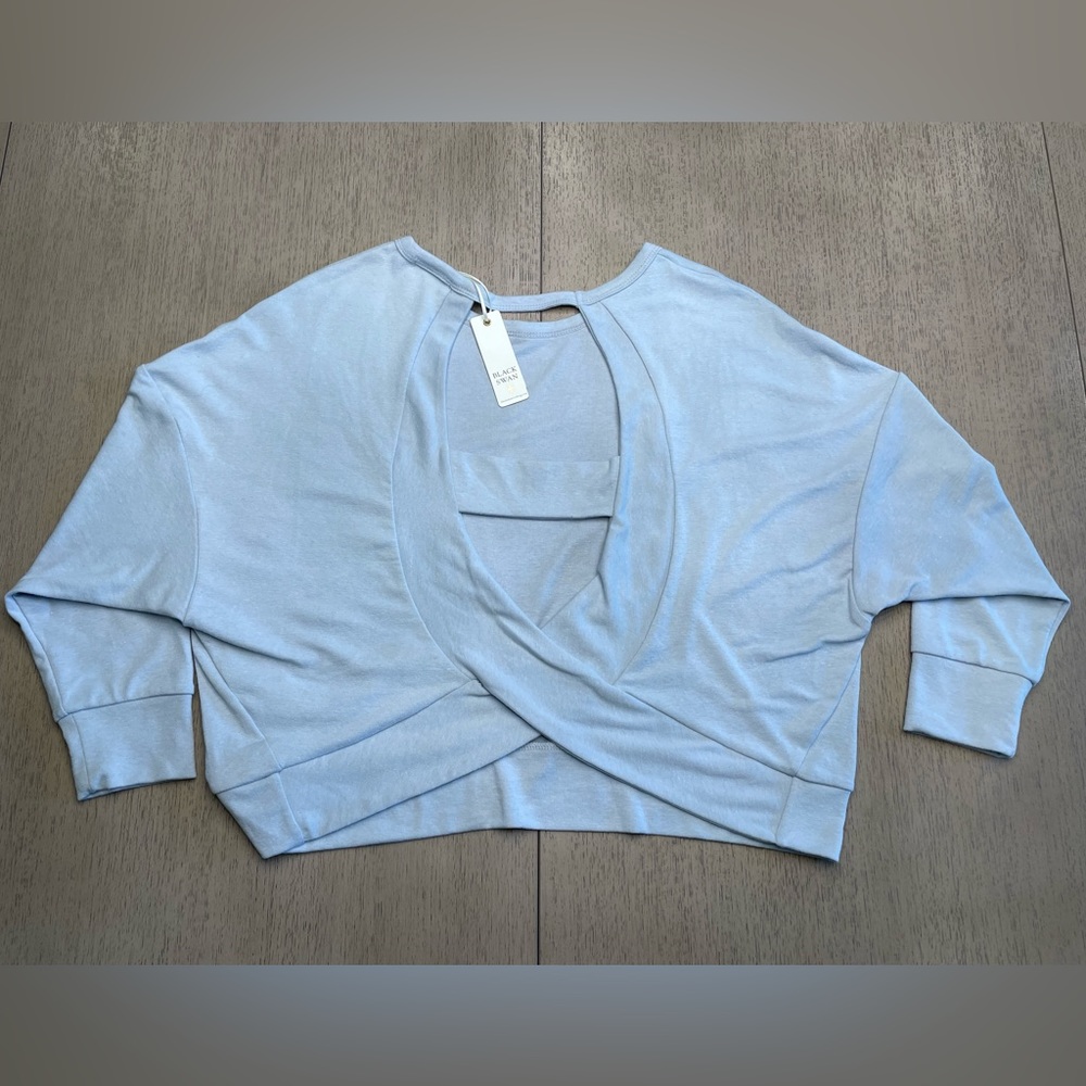 NWT Black Swan size small lavender grey criss cross back woman's top - Picture 2 of 2